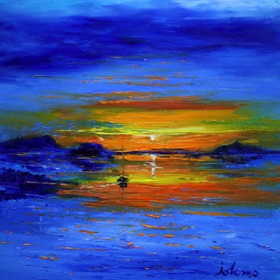 Misty Sunset Isle of Iona 16x16